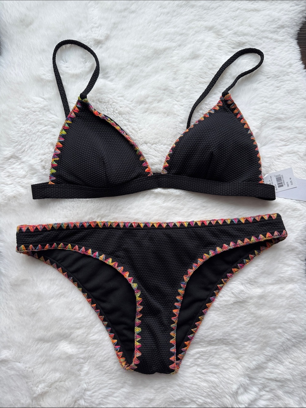 NWT Tilly’s Damsel Black Bikini Embroidered Edges Cheeky size M